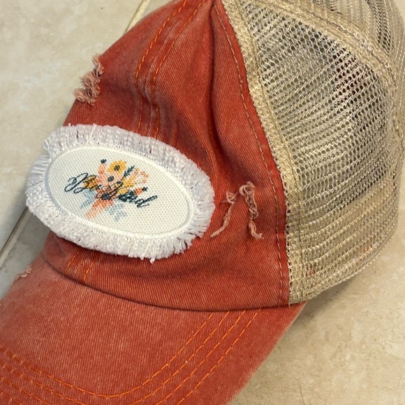 None Accessories - Blessed Women’s Distressed Trucker Cap Hat